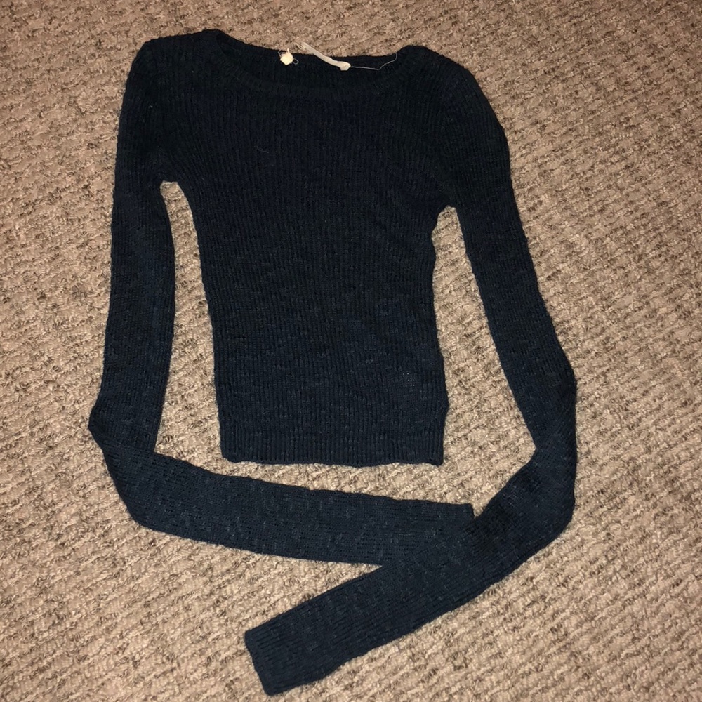 Navy Blue Hollister Fitted Knit Long Sleeve